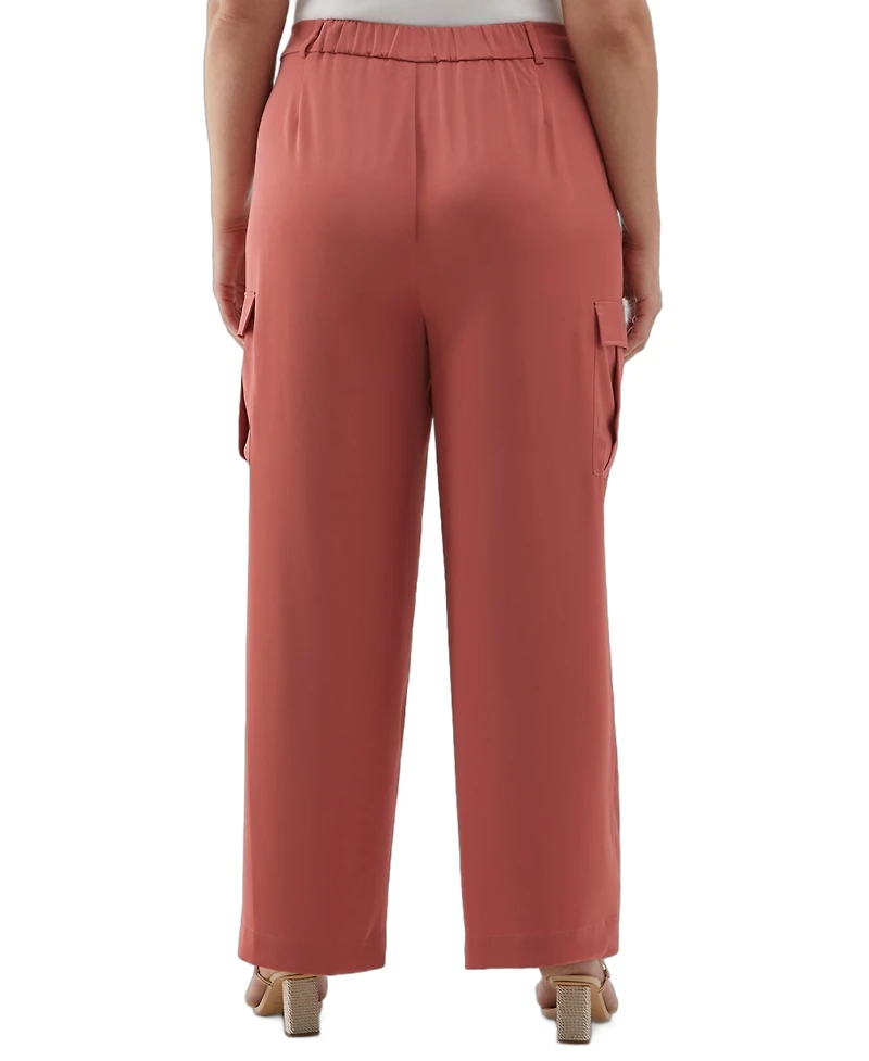 Ella Rafaella Plus Shine Wide Leg Cargo Pants