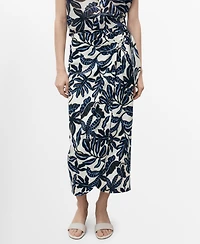 Mango Women's Knot Detail Printed Skirt