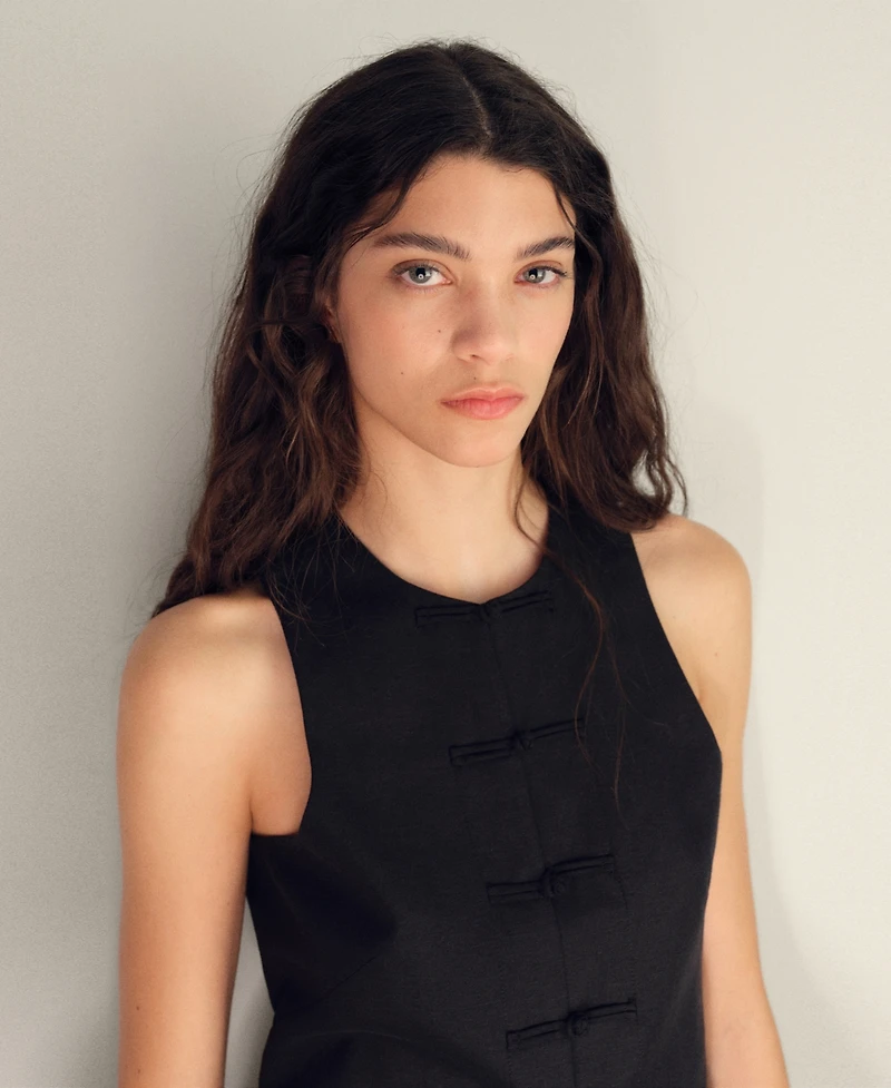 Mango Women's Linen-Blend Suit Vest