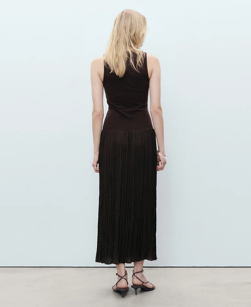 Mango Women's Combined-Fabric Long Dress