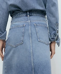 Mango Women's Denim Midi Skirt