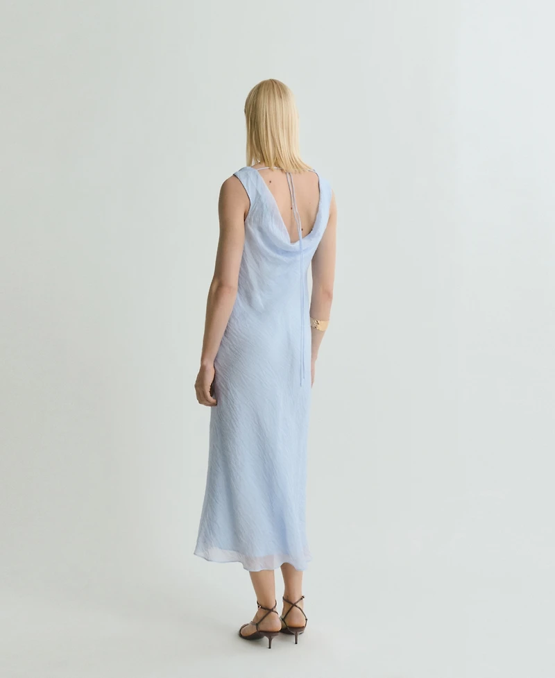Mango Women's Draped Neck Midi Dress