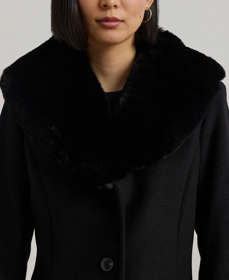 Lauren Ralph Women's Faux-Fur-Collar Coat