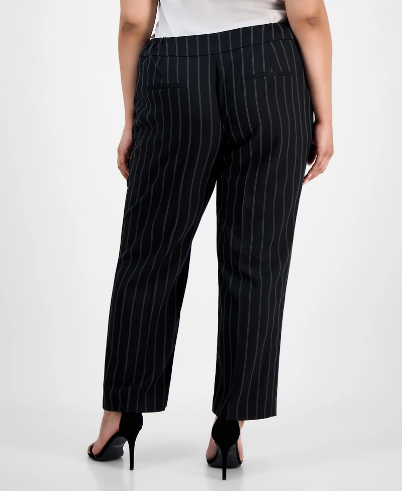 Kasper Plus Size Pinstriped Slim Pants