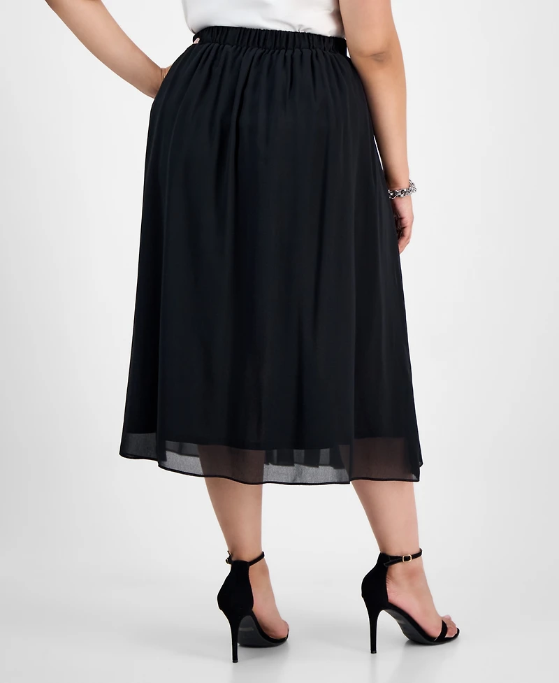 Kasper Plus Pleated-Front Midi Skirt