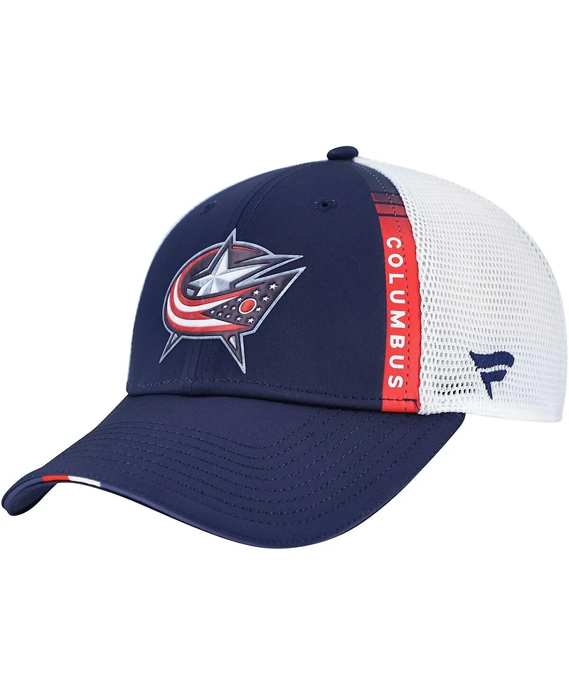 Fanatics Men's Navy Columbus Blue Jackets Authentic Pro Draft Adjustable Trucker Hat