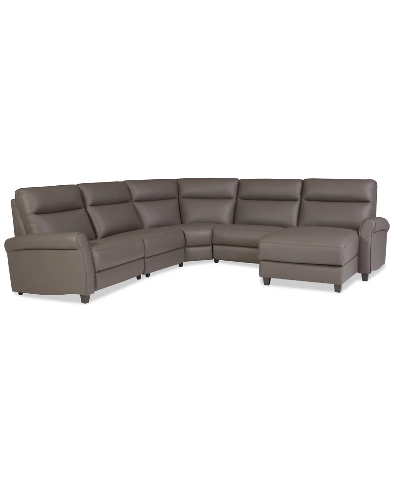 Thandler 5-Pc. Leather Chaise Sectional with 2 Power Recliners, Exclusively at Macy's