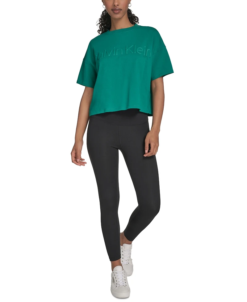 Calvin Klein Performance Women's Cotton Raised Logo Cropped T-Shirt