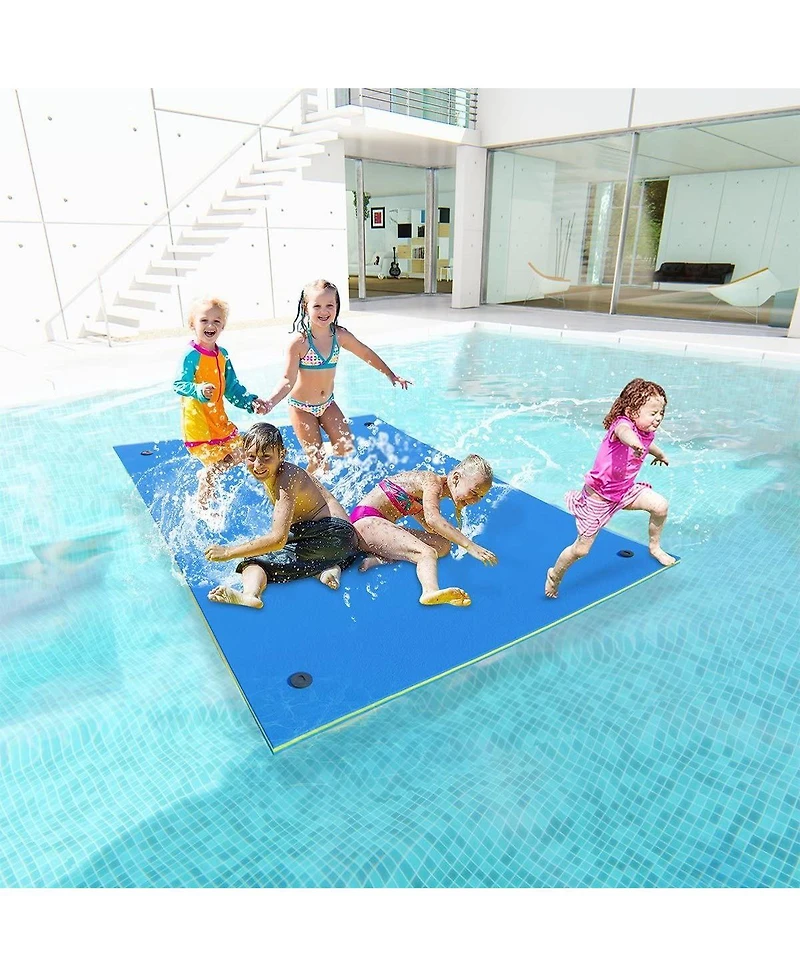 Hallolure Blue Water Floating Mat Foam Pad, 9x6FT Bouncy Tear-Resistant Xpe Foam