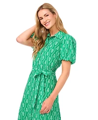 CeCe Women's Flowy Tie Waist Midi Shirt Dress