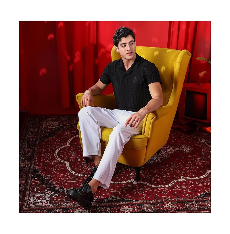 Campus Sutra Men's Onyx Black Hive Polo T-Shirt