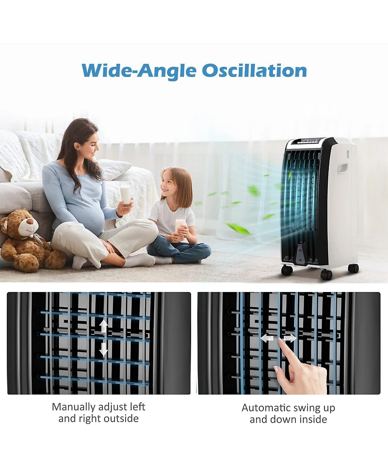 Portable Evaporative Air Cooler with 3 Wind Modes and Timer for Home Office