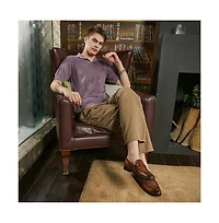 Campus Sutra Men's Mauve Purple Stripe-Textured Polo T-Shirt