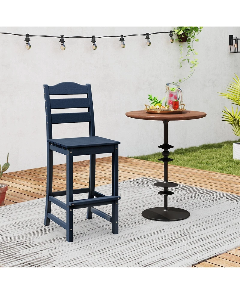 30 Inches Counter Height Hdpe Bar Stool with Backrest and Footrest-Turquoise