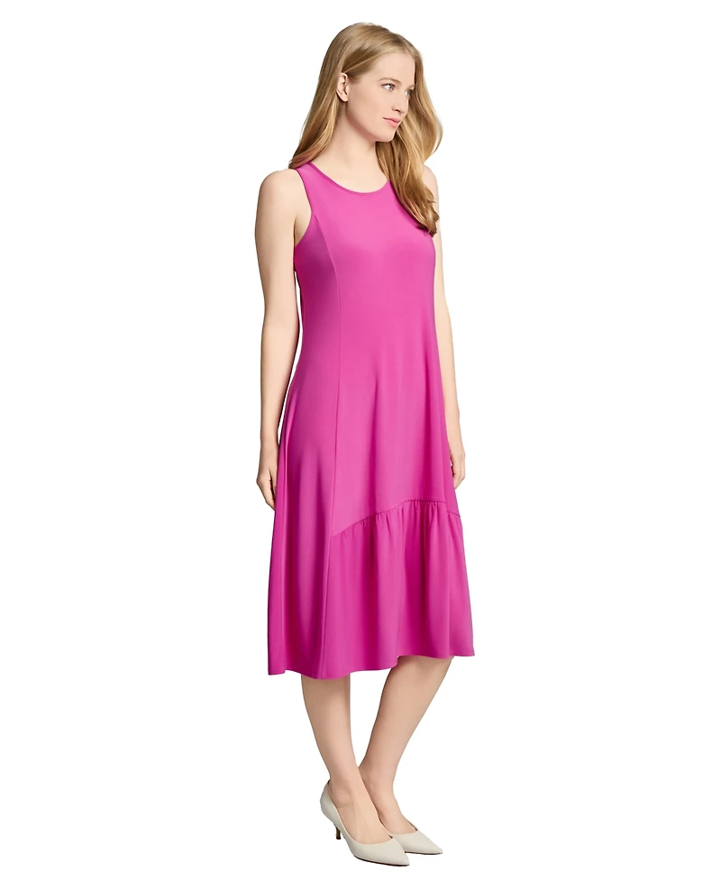 Jones New York Petite Crew Neck Tank Dress with Ruffle Hem
