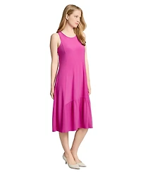 Jones New York Petite Crew Neck Tank Dress with Ruffle Hem