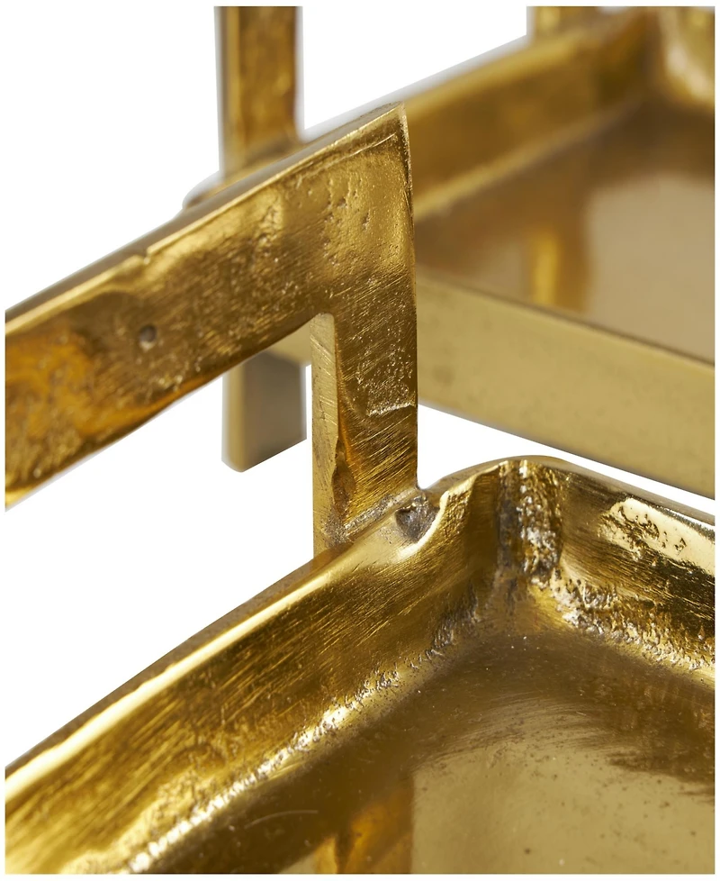 Rosemary Lane Modern Brass Tray, Set of 2