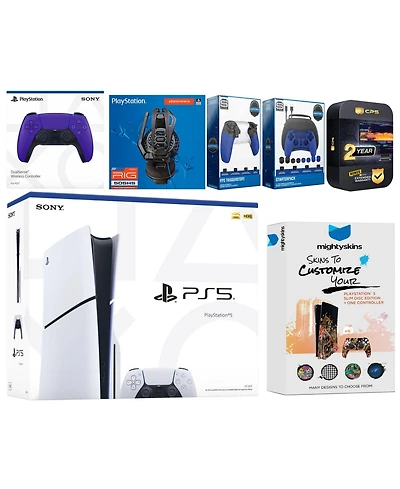 Sony Playstation 5 Slim Disc with Extra Cosmic Red Controller, Plantronics Headset, Gamer Kit, Trigger Kit and MightySkins Decal Voucher + 2 Year Cps
