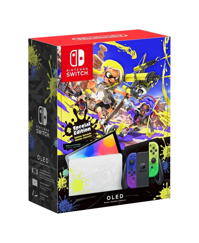 Nintendo Switch Oled Console Splatoon 3 Special Edition with Luigi's Mansion 3