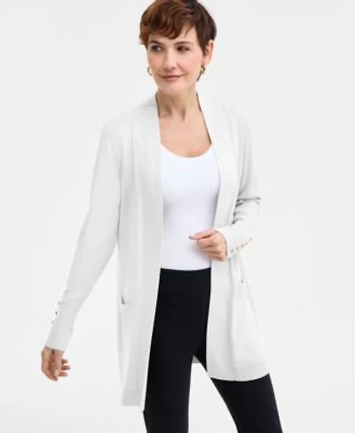 Jm Collection Womens Button Sleeve Flyaway Cardigan Pp 4x Created For Macys