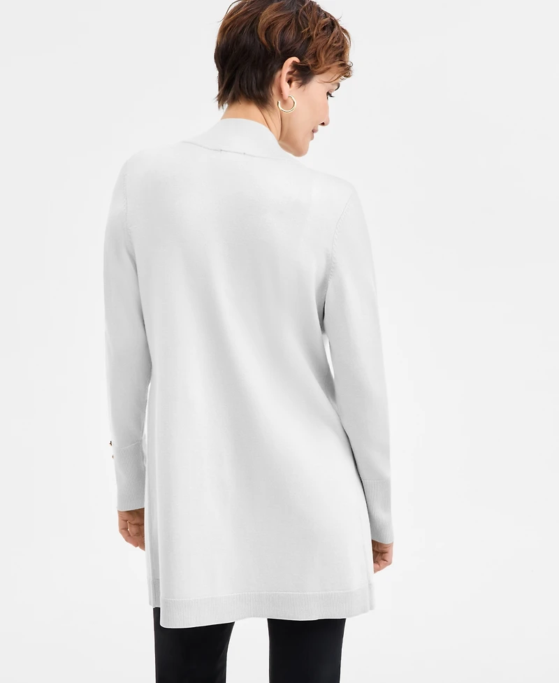 Jm Collection Women's Button-Sleeve Flyaway Cardigan Sweater