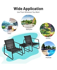 Gymax 3PCS Patio Bistro Set Conversation Furniture Set w/ Fast-Drying Fabric