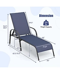 Gymax Lounge Chair Chaise Adjustable Reclining Armrest Patio