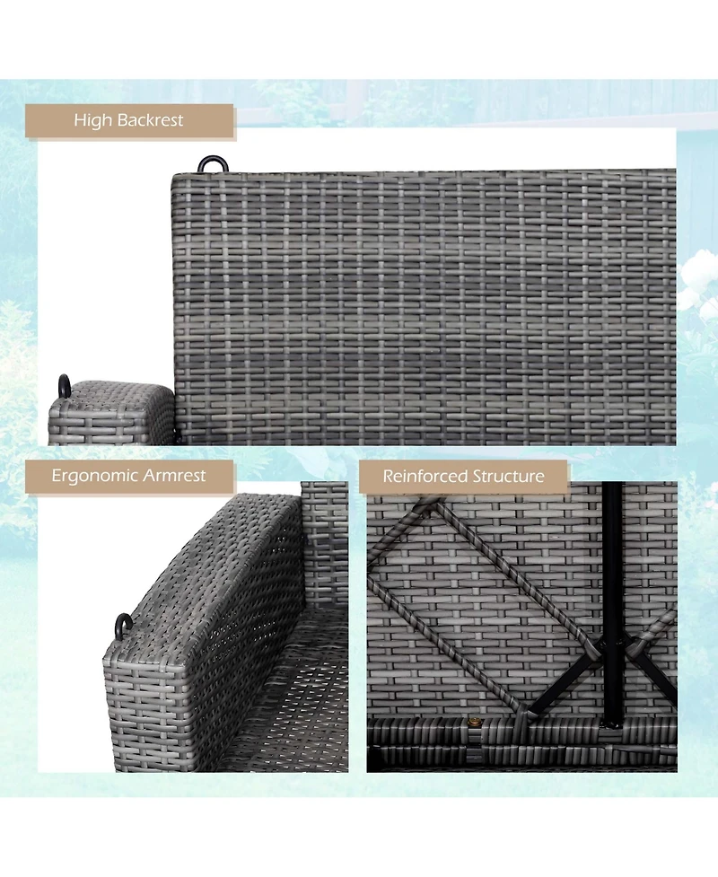 Gymax 2-Person Patio Hanging Porch Swing Rattan 800LBS Swing Bench w/ Cushions