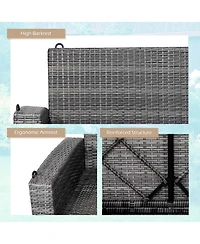 Gymax 2-Person Patio Hanging Porch Swing Rattan 800LBS Swing Bench w/ Cushions