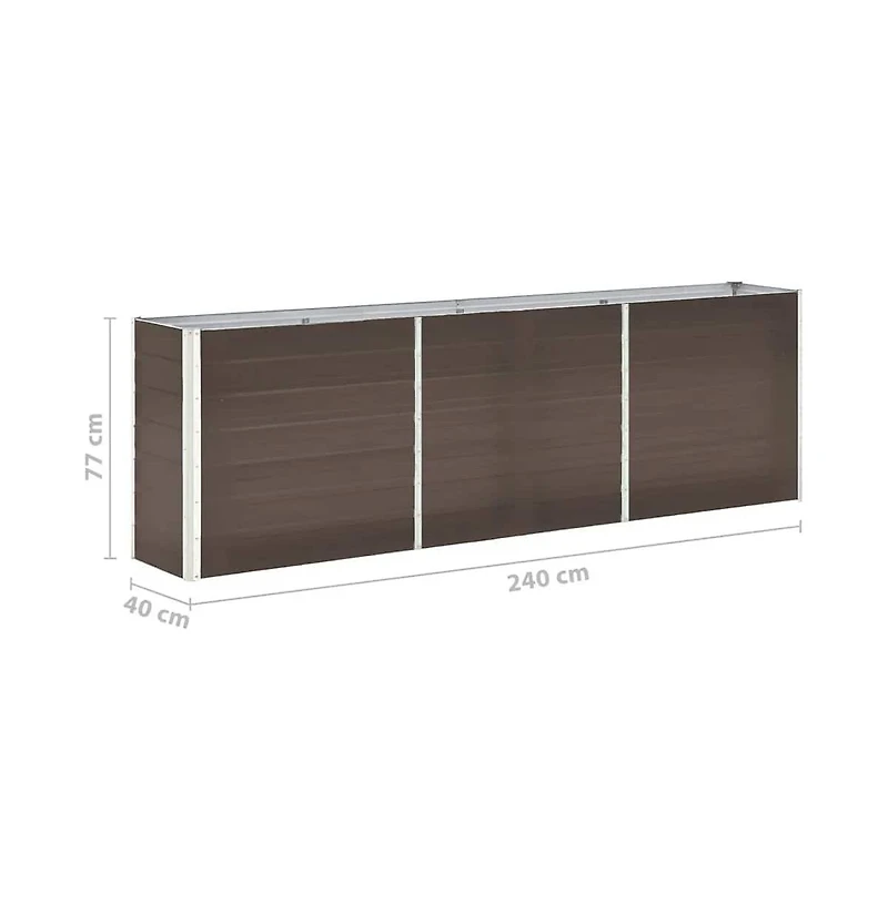 Garden Raised Bed Galvanized Steel 94.5"x15.7"x30.3" Brown