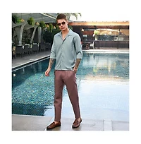 Campus Sutra Men's Nude Pink Striped Tailored Trousers