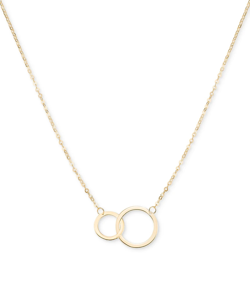 Interlocking Circle Pendant Necklace in 10k Gold, 16" + 2" extender