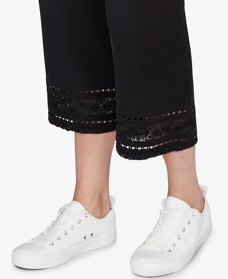 Ruby Rd. Plus Lotus Lace Soft Denim Capri Jeans