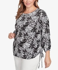 Ruby Rd. Plus Monotone Palms Side Tie Top