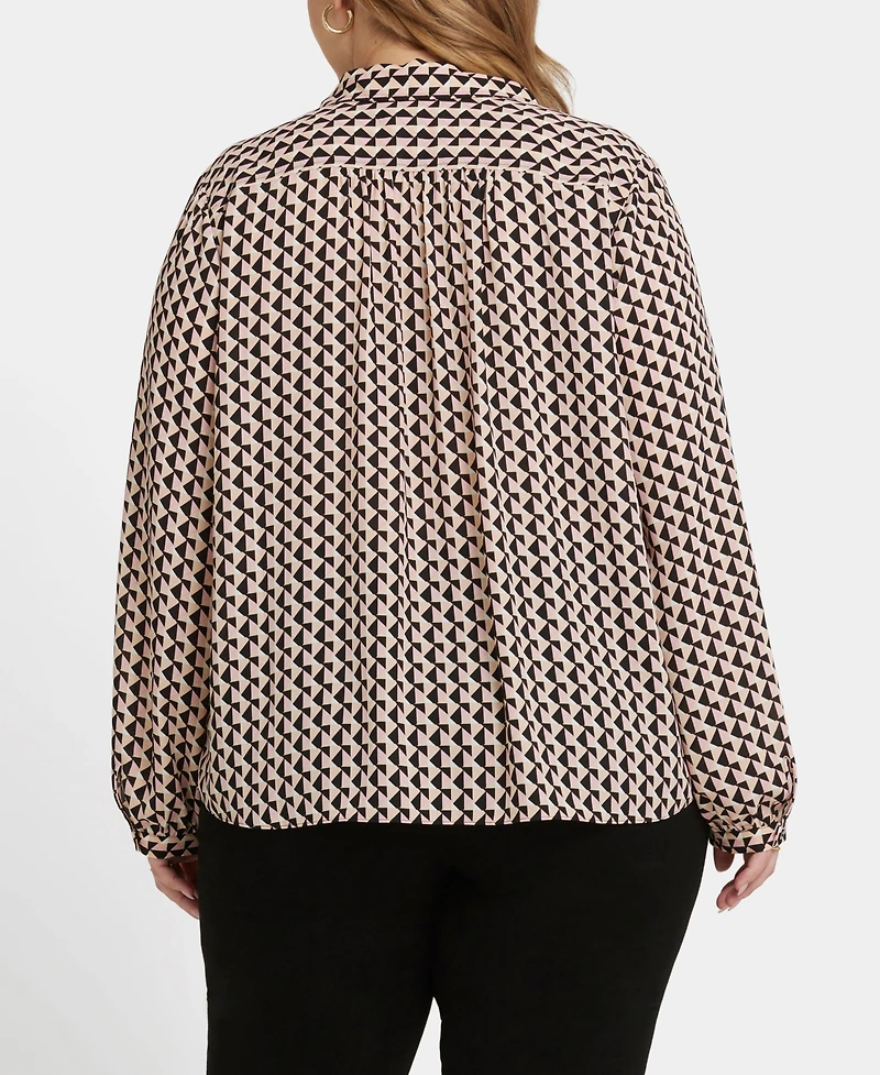 Nydj Plus Modern Blouse Point Collar Top