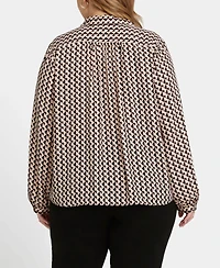 Nydj Plus Modern Blouse Point Collar Top