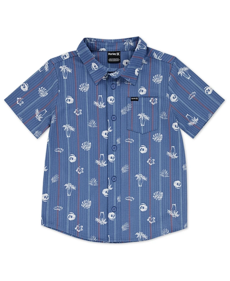 Hurley Big Boys Palm-Print Woven Shirt