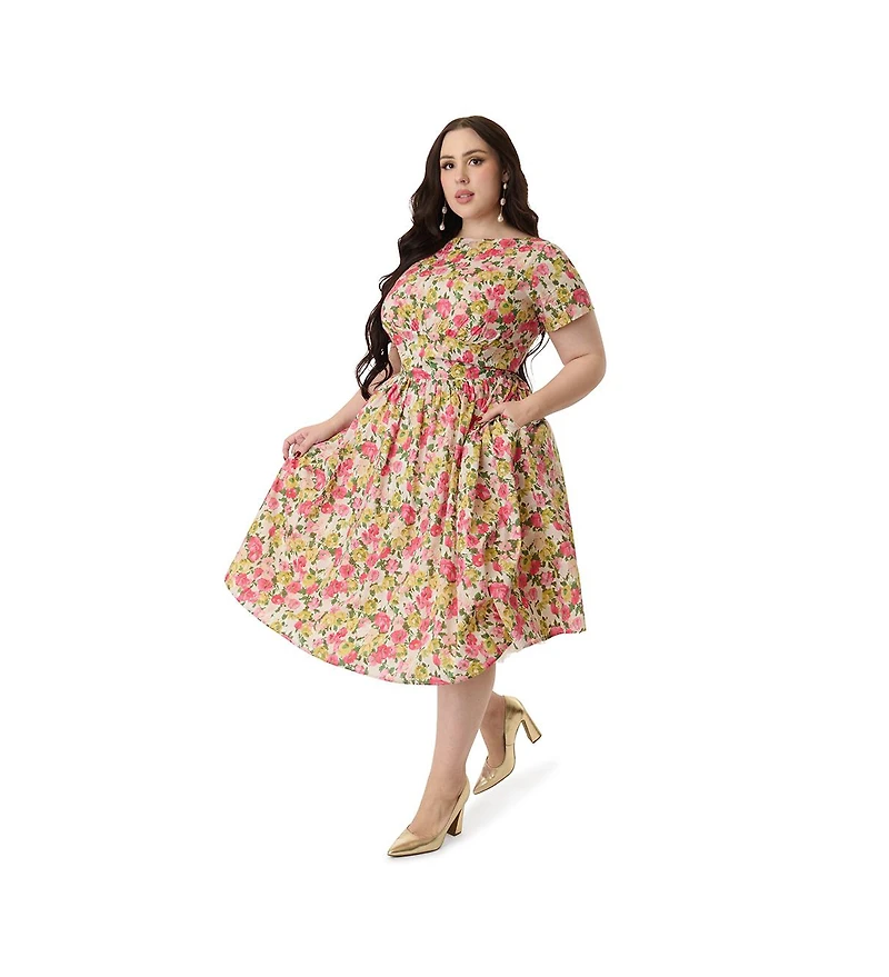 Unique Vintage Plus Smocked Back Swing Dress