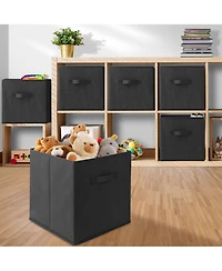 Casafield Set of 6 Fabric Storage Cube Bins, Red - 13" Collapsible Foldable Cloth Baskets for Shelves and Cubby Organizers