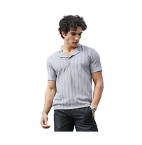 Campus Sutra Men's Coin Grey Wicker-Tactitle Polo T-Shirt