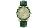 Peugeot Women's 40mm Green Boyfriend Watch with Baguette Crystals