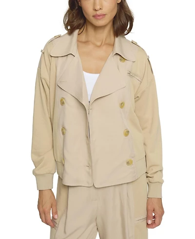 Central Park West Women's Mixed Media Trench Bomber Jacket