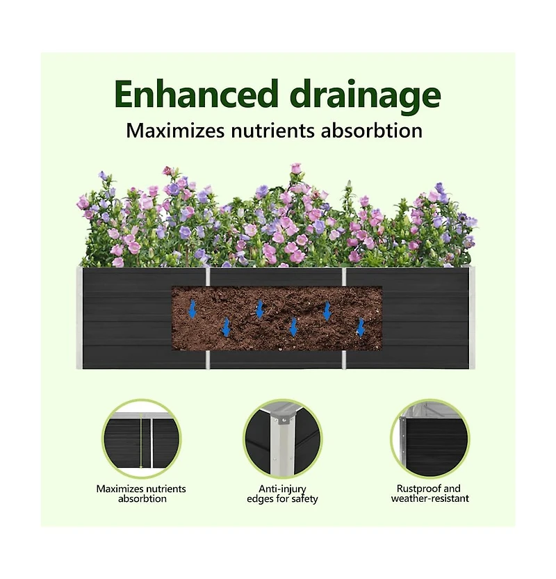 Garden Raised Bed Galvanized Steel 94.5"x15.7"x17.7" Anthracite
