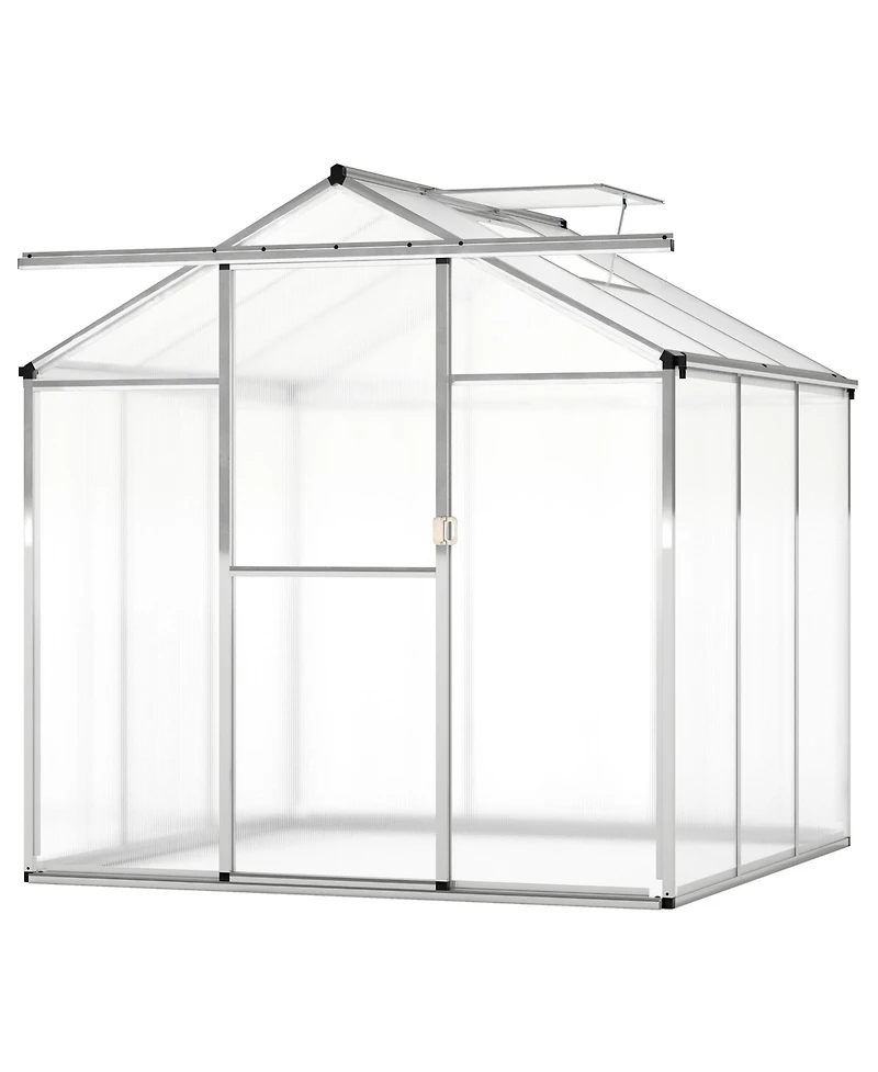 Spacious Walk-In Garden Greenhouse with Polycarbonate Panels & Integrated Rain Gutters