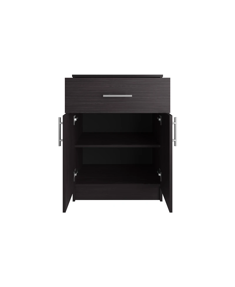 Barbados Pantry Organizer Cabinet with One Drawer, Two Interior Shelves, and Two Doors, Black Wengue