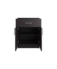 Barbados Pantry Organizer Cabinet with One Drawer, Two Interior Shelves, and Two Doors, Black Wengue