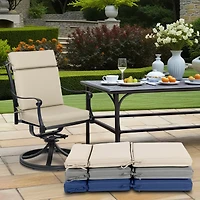 Aoodor 2Pcs Outdoor High Back Dining Chair Cushion Set, Fade and Water Resistant Polyester Fabric Cover with Ties Zipper, 20'' × 37''