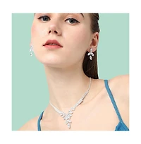 Sohi Women's Silver Bling Stone Jewellery Set