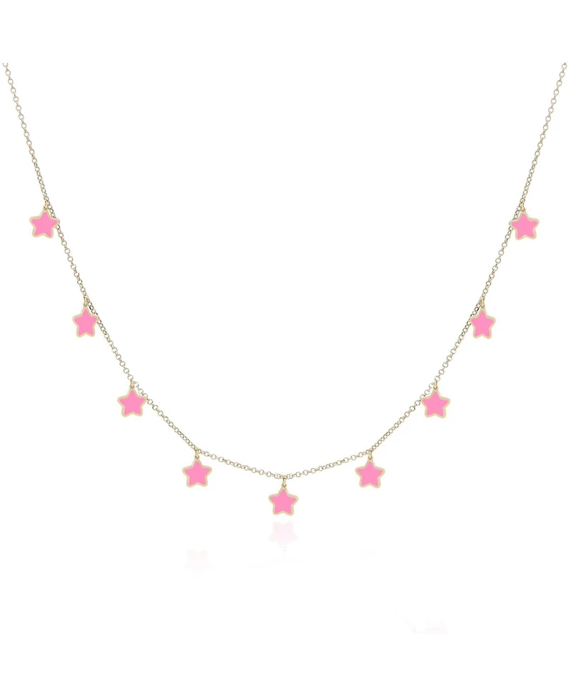 The Lovery Bubblegum Pink Star Dangle Necklace 14K Gold