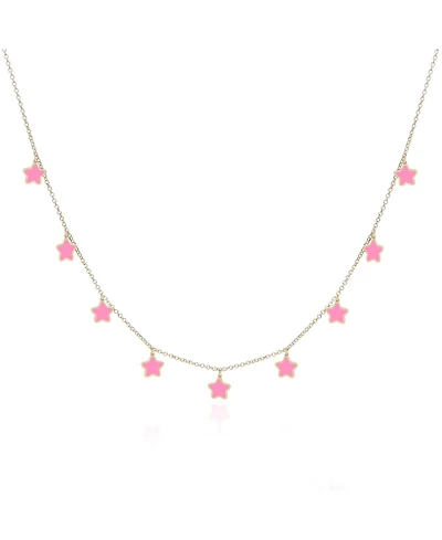 The Lovery Bubblegum Pink Star Dangle Necklace 14K Gold